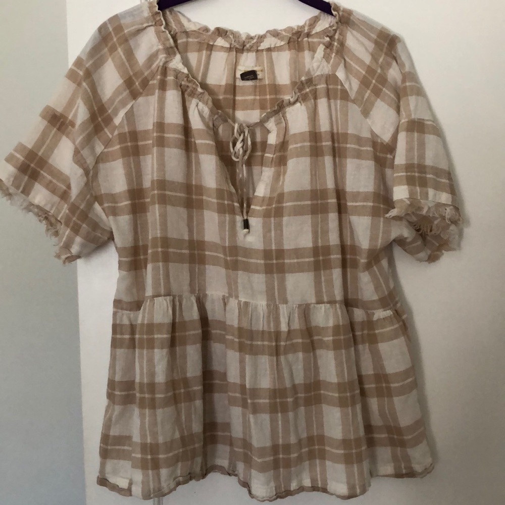 Anthropologie plaid blouse